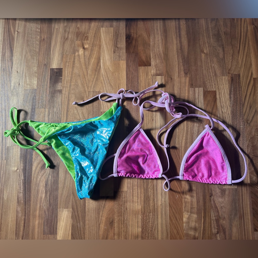 THE MIGHTY COMPANY Pink Blue Green Metallic Bikini - Picture 6 of 9